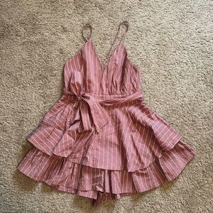 Pink pinstriped romper